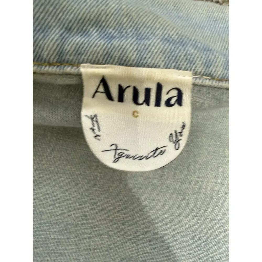Arula Women’s Denim Jacket Plus Size 3X Light Wash Pearl Sequin Lace Embellished - Picture 10 of 15